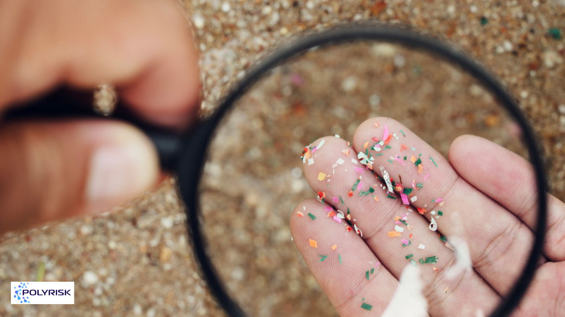 magnifying glass and microplastics